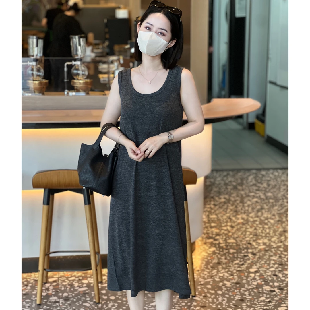 苏子自制【夏日冰背心裙】小个子薄款透气气质中长款针织无袖裙