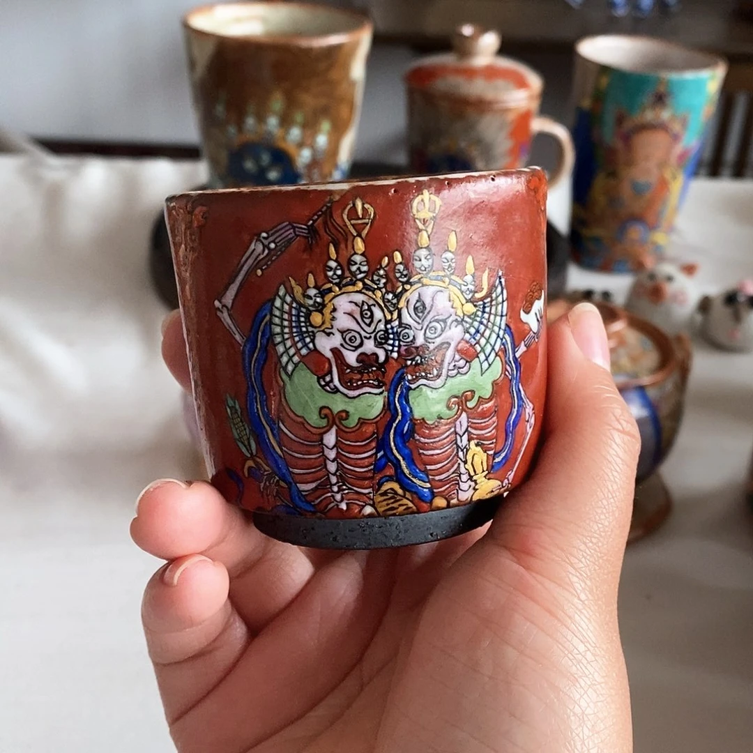 手工手绘尸陀林主茶杯