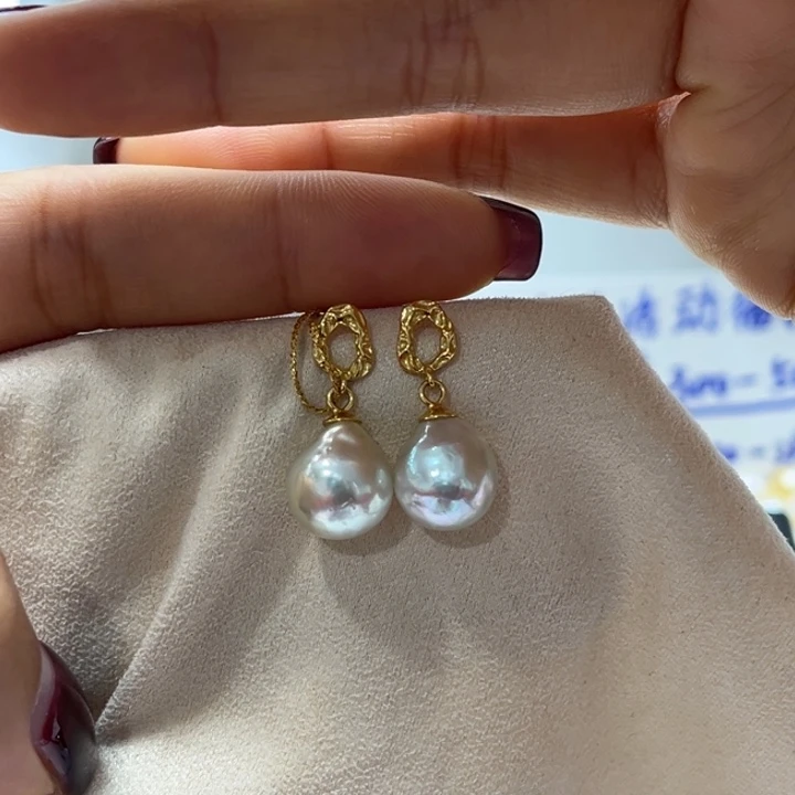 海水珍珠耳饰银S925镶嵌