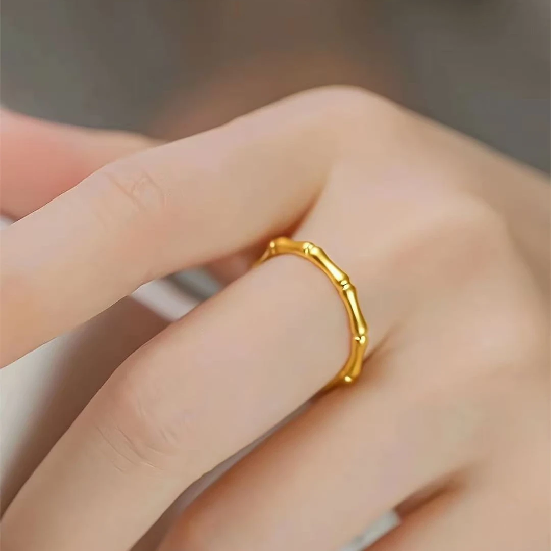 【门店补贴 粉丝专属】节节高升竹韵竹节戒指素圈不掉色