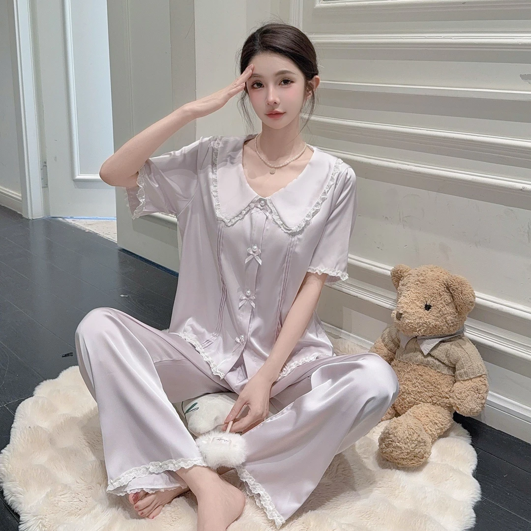 睡衣孤品【300-399】男女撤柜真丝睡衣家居服青仓甩货