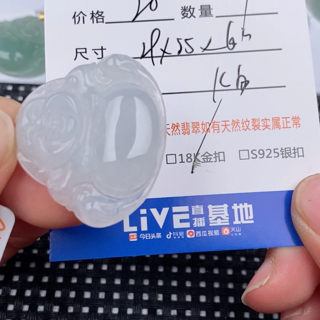 思***雨翡翠18K金镶嵌颈饰