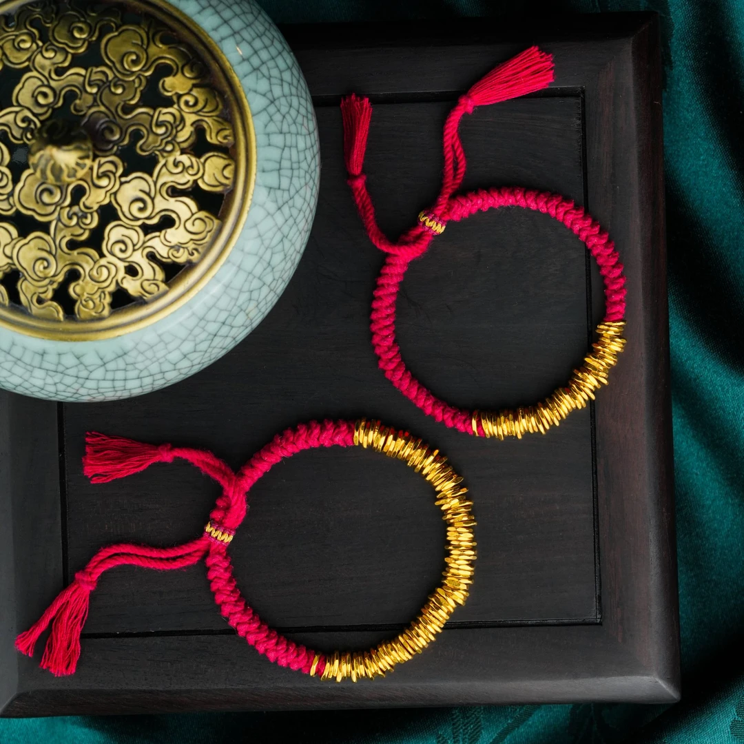 ZOCAI/佐卡伊古法黄金足金錾刻复古锤纹盘缠手串S03436 /S03441