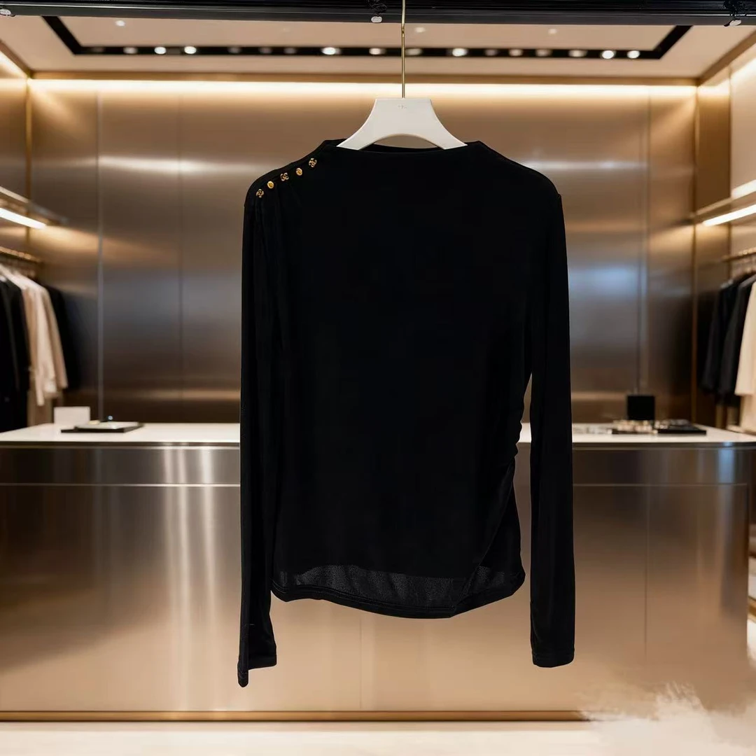 高货~重磅醋酸~M胸90-150长55黑金撞色高级感上衣 3139