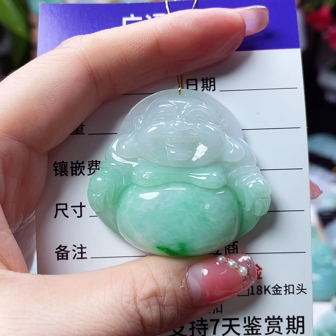 翡翠未镶嵌颈饰佛公33