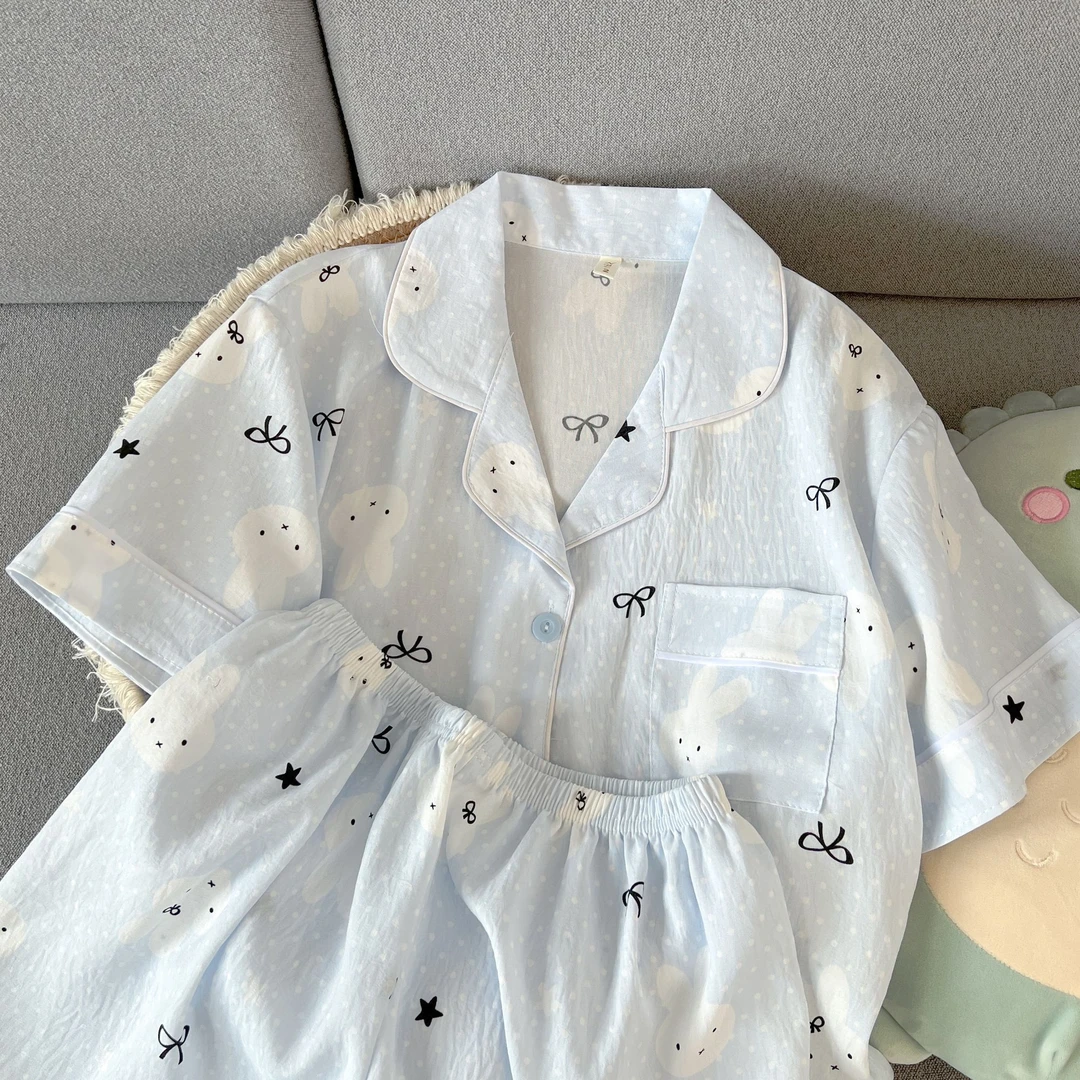 白波点米菲兔套装大码250斤家居服睡衣