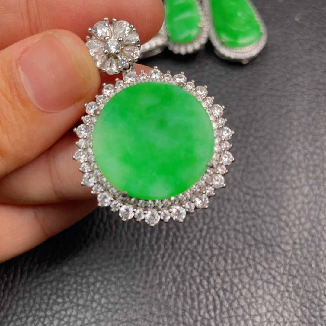 翡翠吊坠(不含链)银S925镶嵌