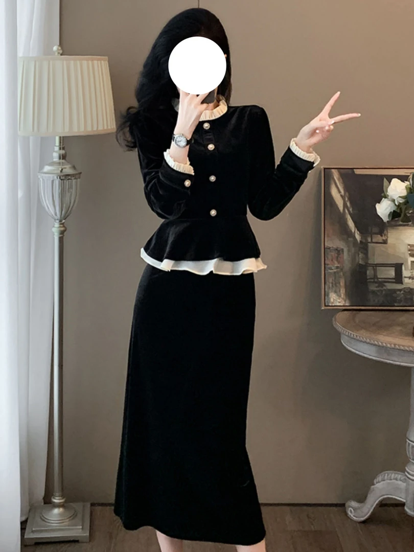 法式轻奢高端时尚独特别致假两件连衣裙女秋季高级感优雅气质穿搭