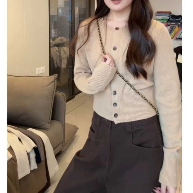 【栗子茶语】法式复古气质圆领钩花秋季针织衫毛衣LK2506802