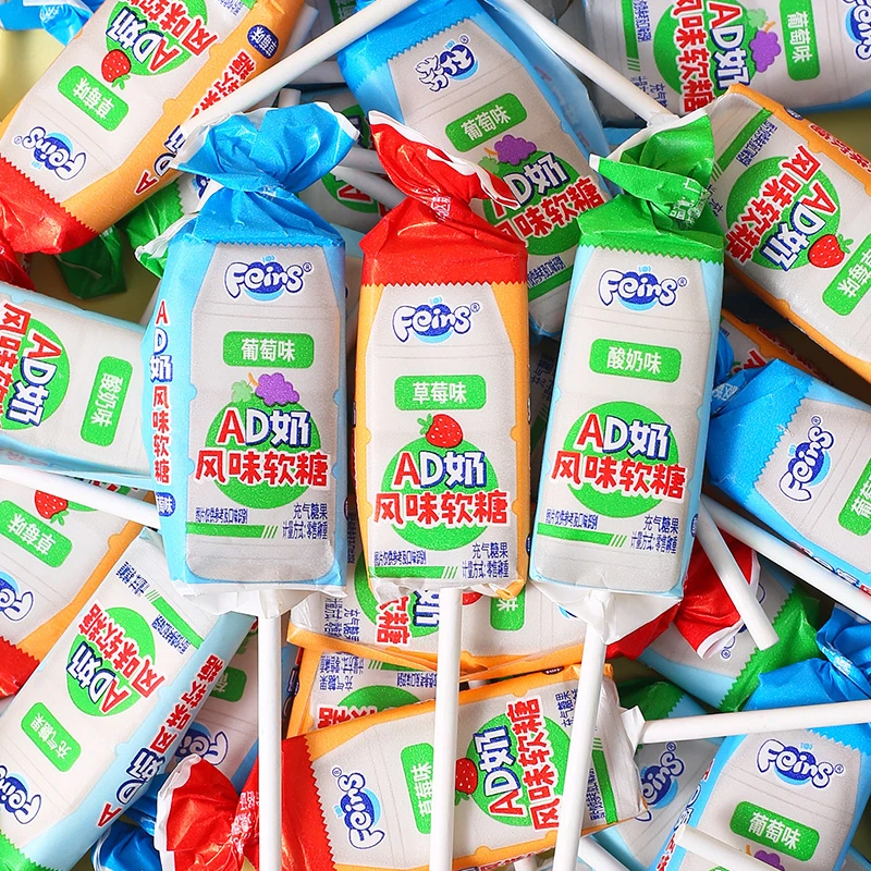 芬仕软糖 AD奶老酸奶风味棒棒糖乳酸味瑞士糖8090后怀旧零食