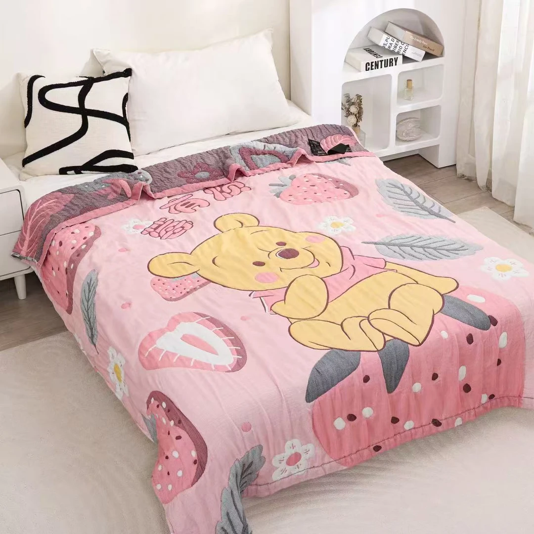 【草莓维尼】150*200cm纯棉多层加厚泡芙被