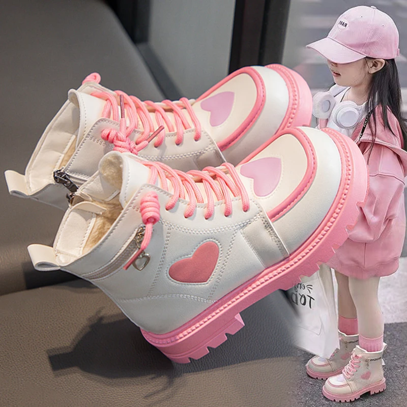 品牌断码女童马丁靴冬季2025新款儿童加绒保暖棉靴中大童女孩