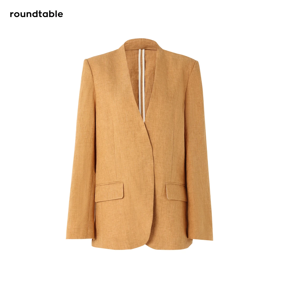 拾光印迹高质感简约V字领直身西装薄款气质长袖轻奢GGS4806700