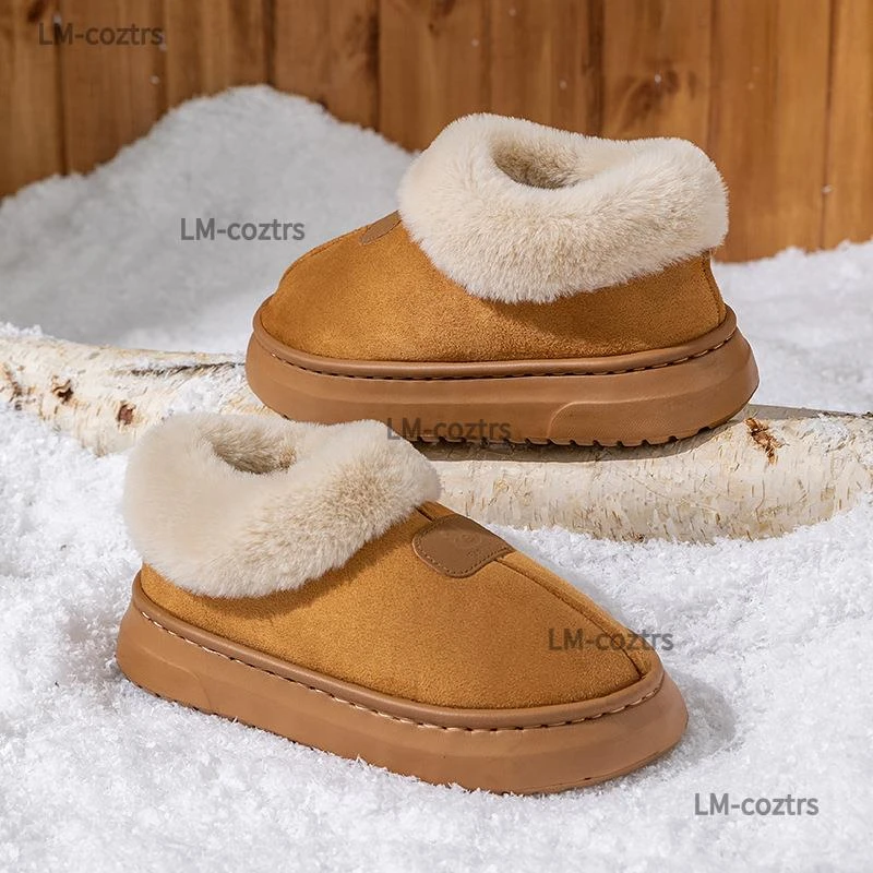 2025年冬季新款雪地靴厚底增高棉拖加绒外穿保暖百搭棉鞋皮毛一体