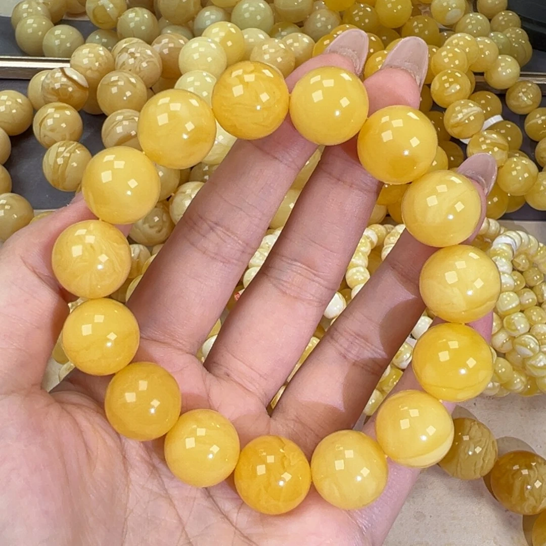 手链琥珀未镶嵌32鸡油黄