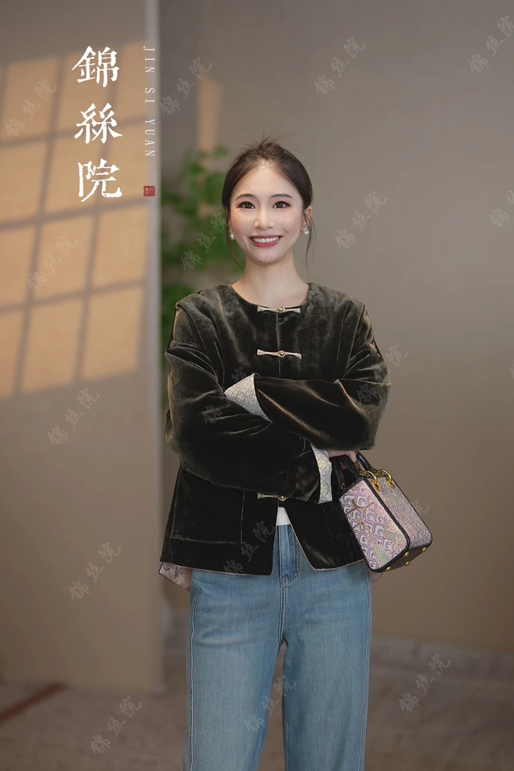 锦丝院【云雾】新中式丝绒轻奢复古百搭设计师外套WTC67180112