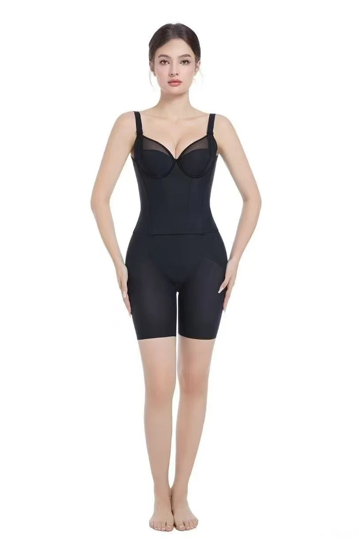 云感衣羽感裤长文胸束裤黑色肤色夏季薄调整型身材管理器紧身提臀