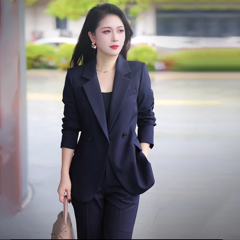 商务正装西服套装女春季新款时尚洋气减龄西装小脚裤两件套A1045