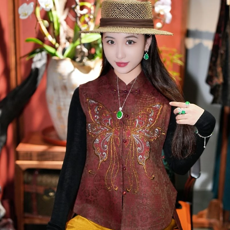 蓝大【涟漪​​光​​】新中式桑蚕丝马甲5521