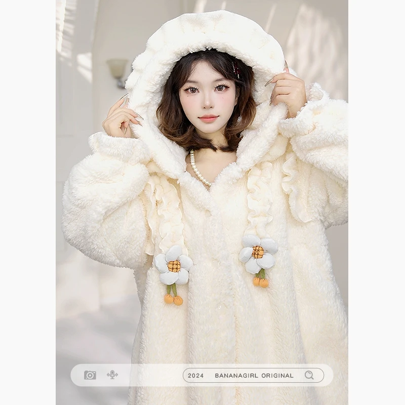 Bananagirl【格桑花】睡衣女秋冬加连帽外套循环蓄温速暖家居服外穿