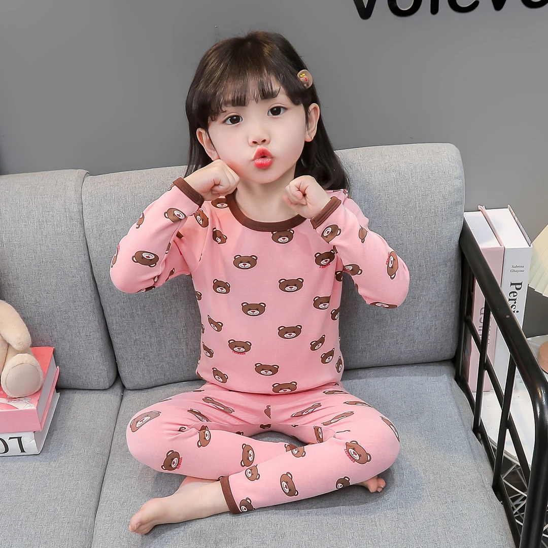 儿童睡衣纯棉a类女童秋衣秋裤套装保暖内衣男孩卡通宝宝春秋两件