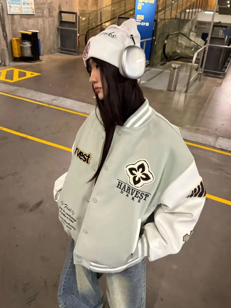 希妮丝 2025春秋爆款超好看百搭休闲风潮牌oversize棒球服外套女