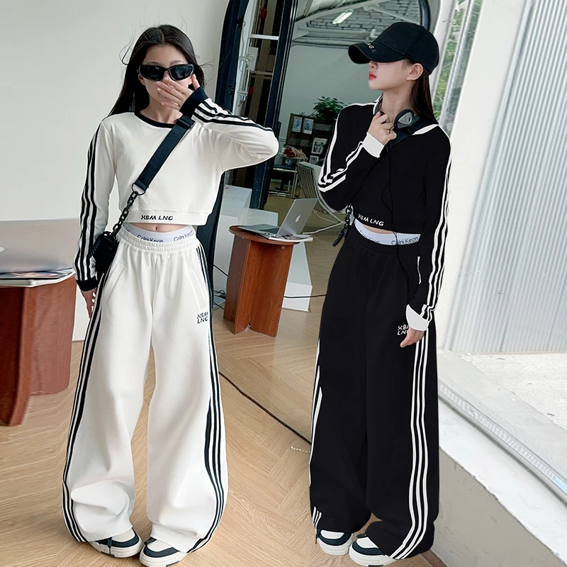 女童套装春秋2025新款网红洋气儿童秋装宽松韩版女大童运动两件套