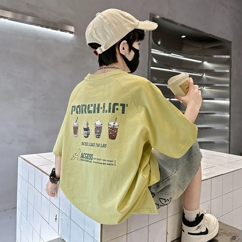 男童夏季短袖T恤2025新款夏装中大童儿童男孩夏款网红帅气半袖潮t