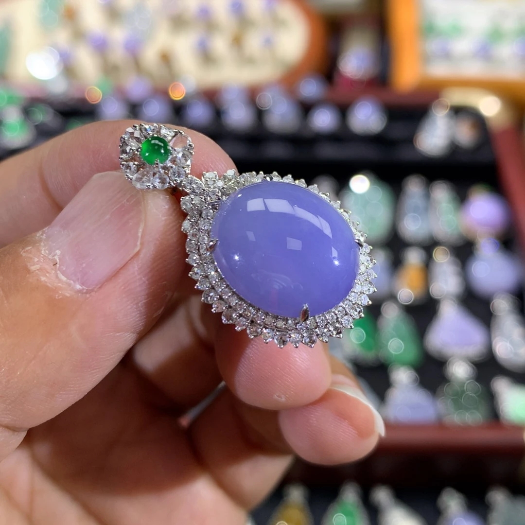 翡翠18K金镶嵌吊坠(不含链)