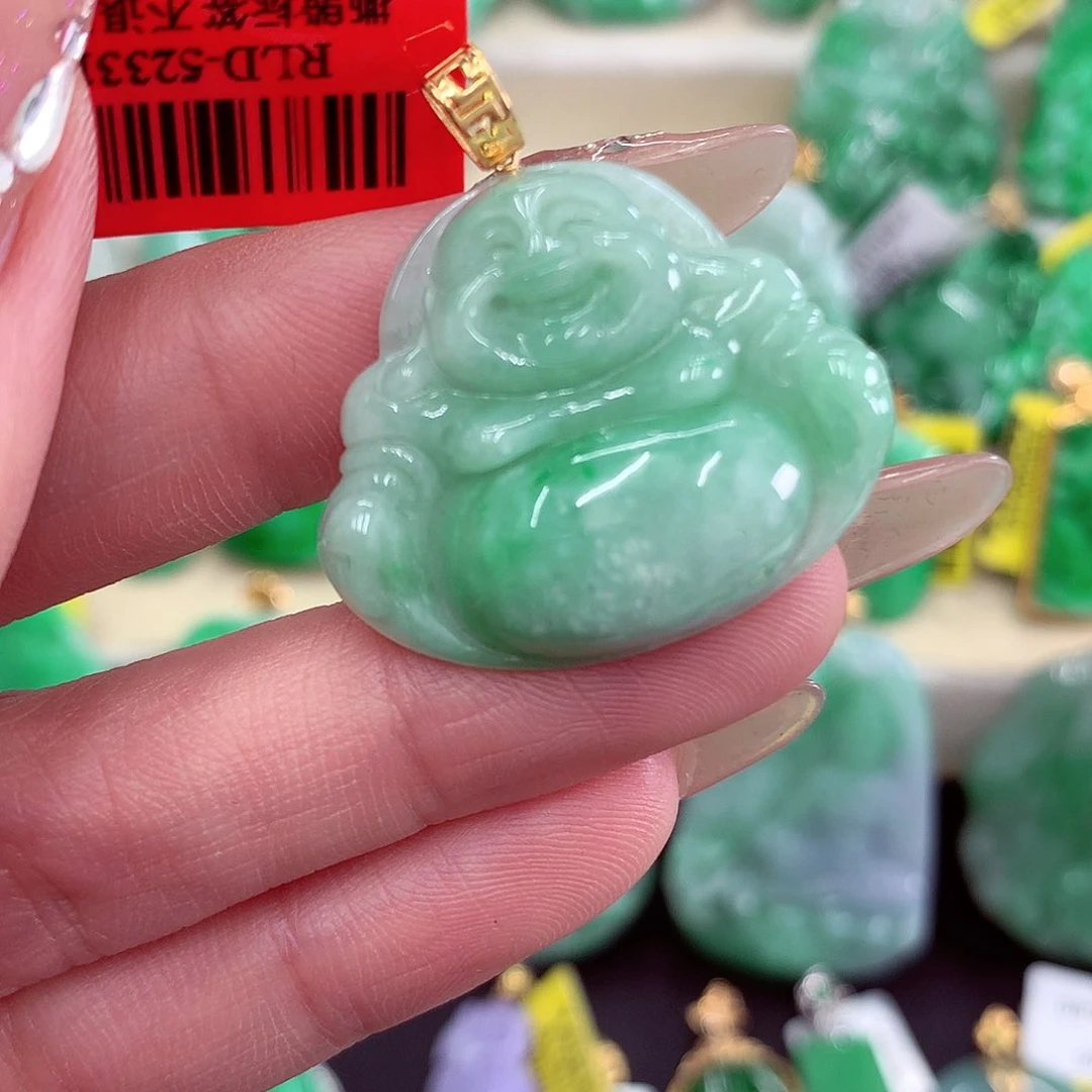 翡翠18K金镶嵌吊坠(不含链)