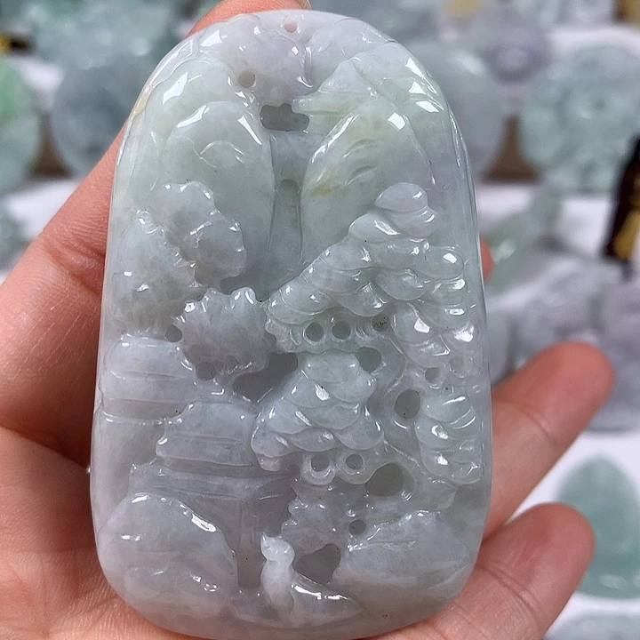 颈饰未镶嵌翡翠山水福利卡厚10+有棉感福利