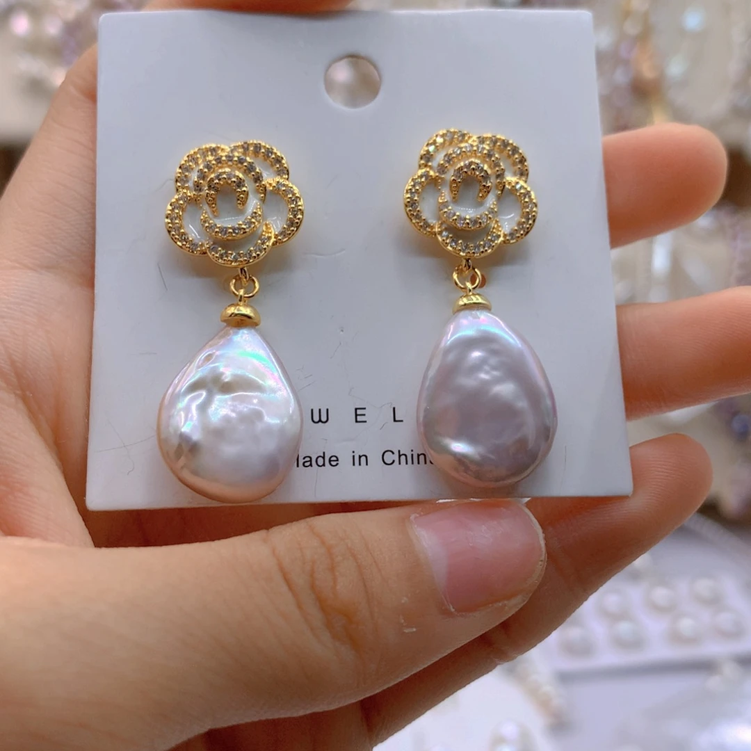 淡水珍珠耳饰银S925镶嵌