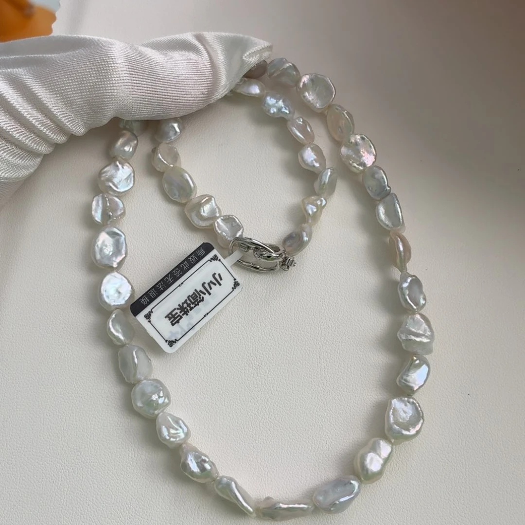 项链银S925镶嵌淡水珍珠