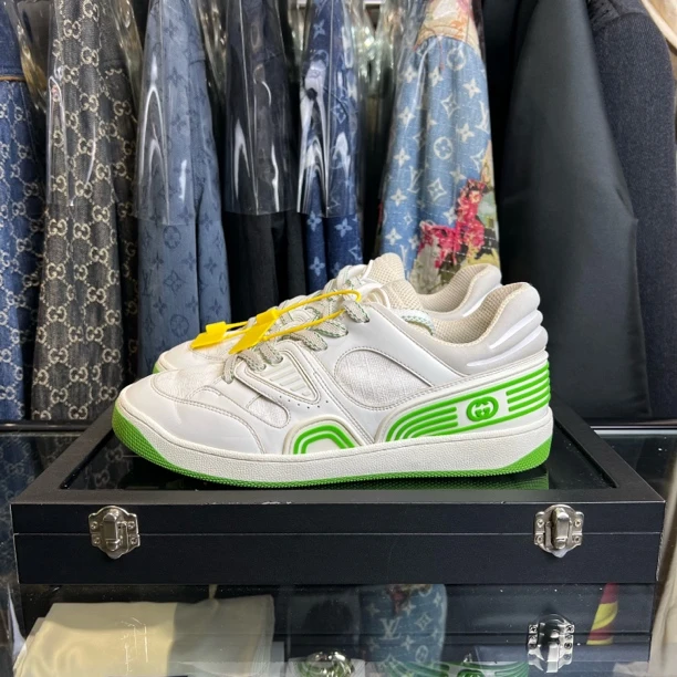99新 GUCCI/古驰 basket白绿板鞋/38码/无盒