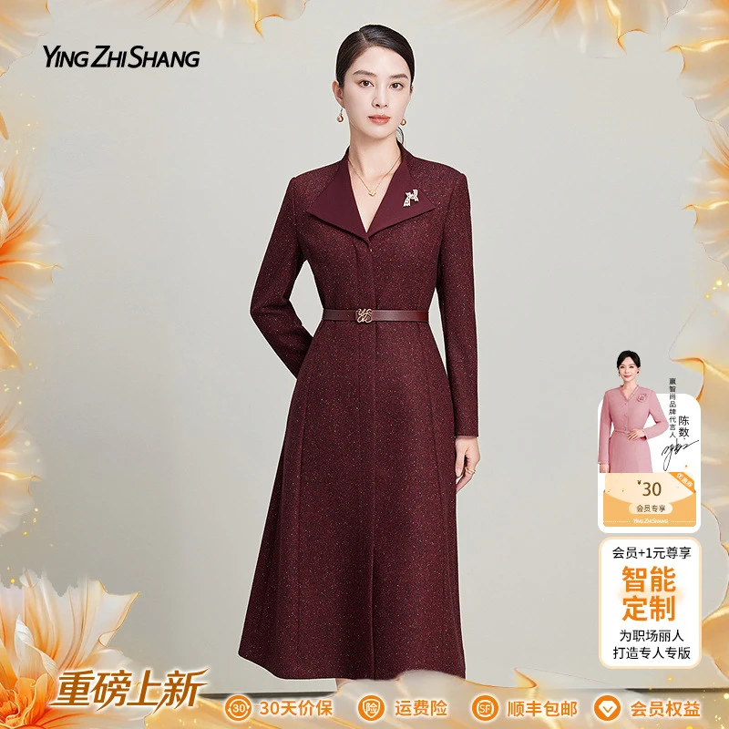 【缤纷炫彩】赢智尚2025新款贵气高档酒红优雅显瘦连衣裙ZF03788