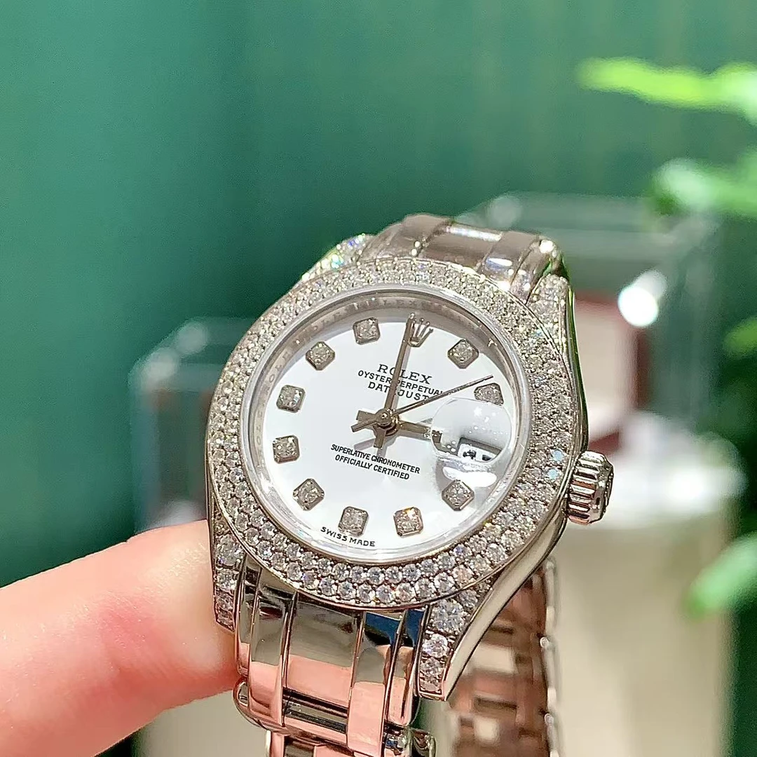 99新 Rolex/劳力士 PEARLMASTER珍珠淑女80299自动白金29盘