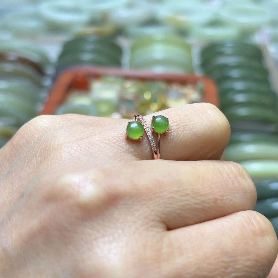 和田玉戒指银S925镶嵌