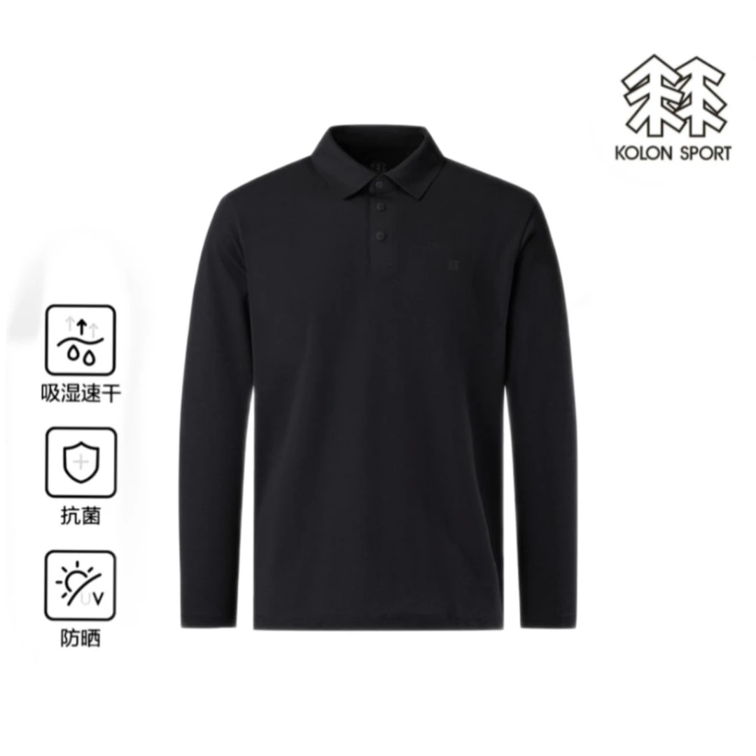 KOLON SPORT/可隆黑色POLO衫商务休闲户外春秋 25401
