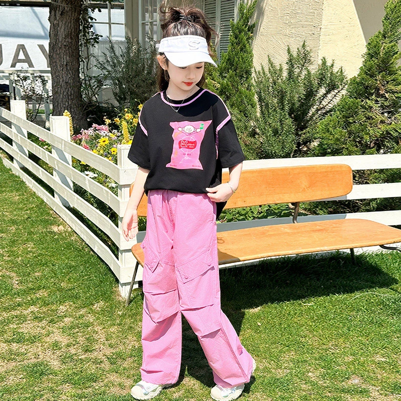 女童夏季短袖套装洋气休闲两件套中大童时尚装2025新款时髦夏装潮