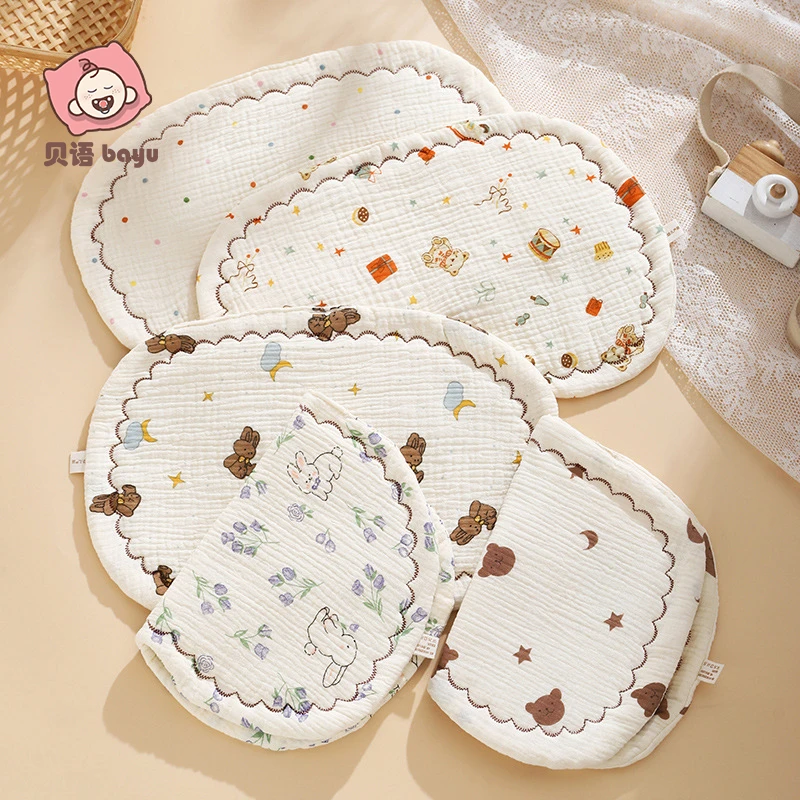 新生儿透气云片枕婴儿枕头四季纯棉A类8层柔软纱布0-12月防吐奶