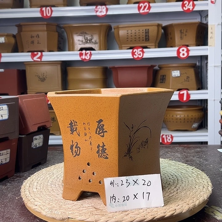 紫砂花盆蛇年大吉