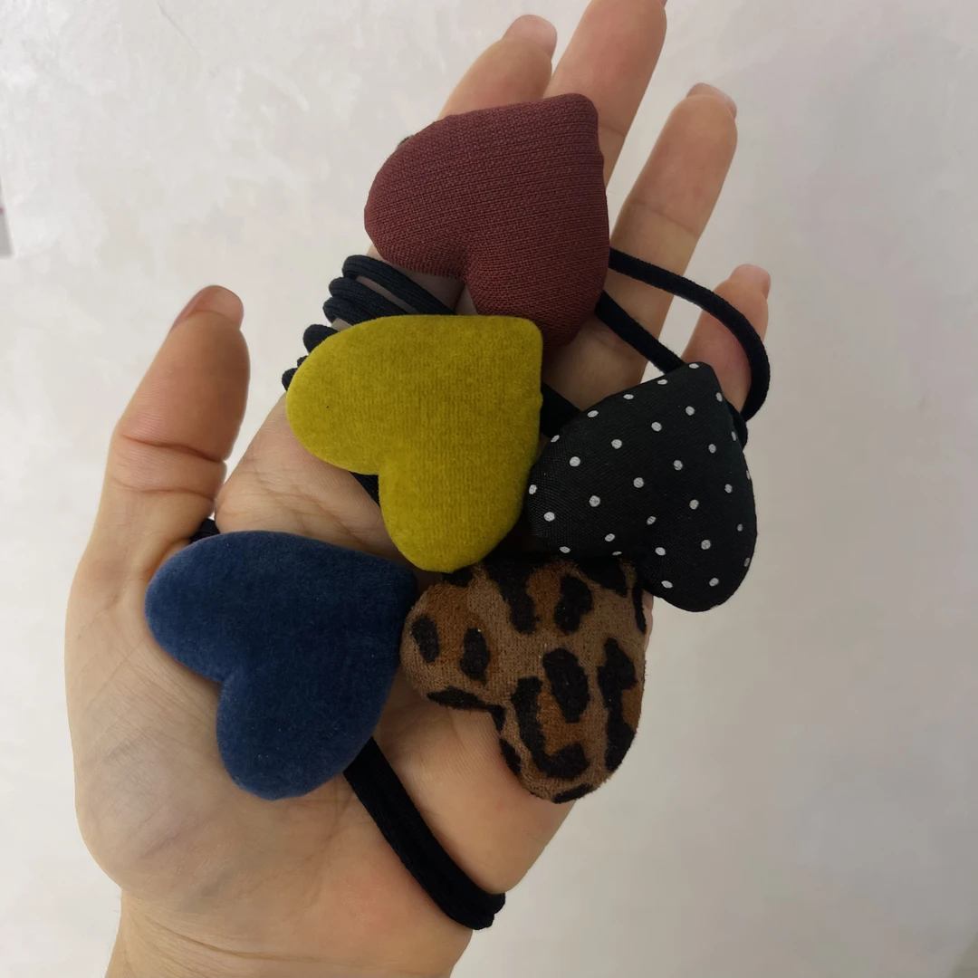 A049~韩国东大门法兰绒爱心发圈高弹力双股皮筋发绳百搭头绳简约