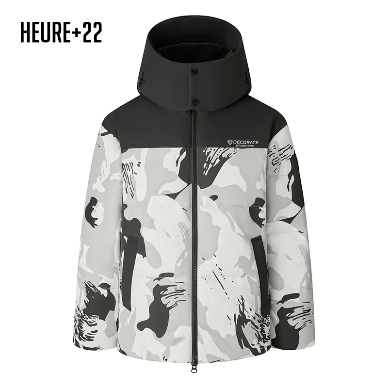 男女同款羽绒服冬新款短款连帽山系户外工装迷彩风保暖外套56701