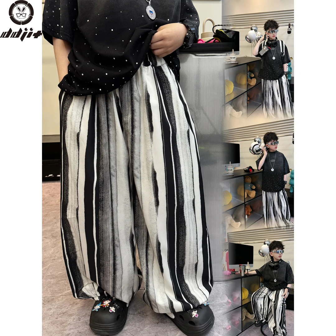 蛋蛋家【黑白条纹】夏季新款宽松儿童黑白竖条纹防蚊抖抖裤