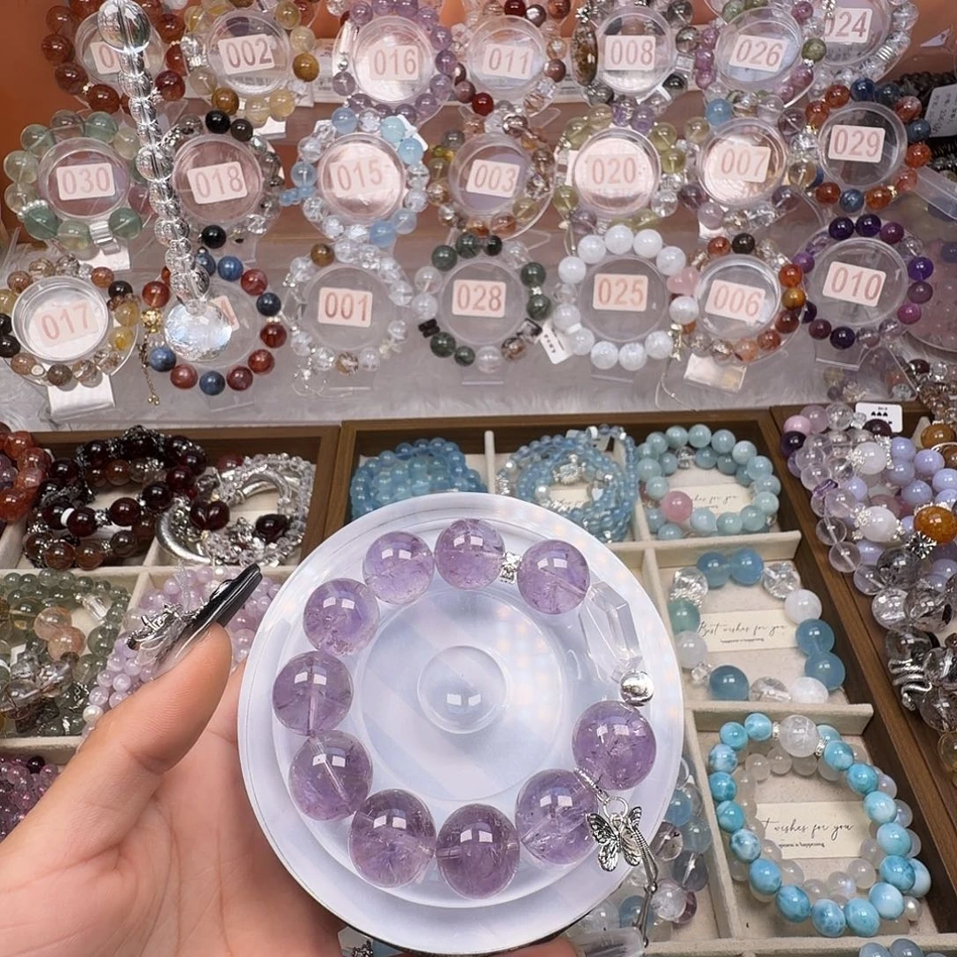 桃***掉手链烟晶银S925镶嵌