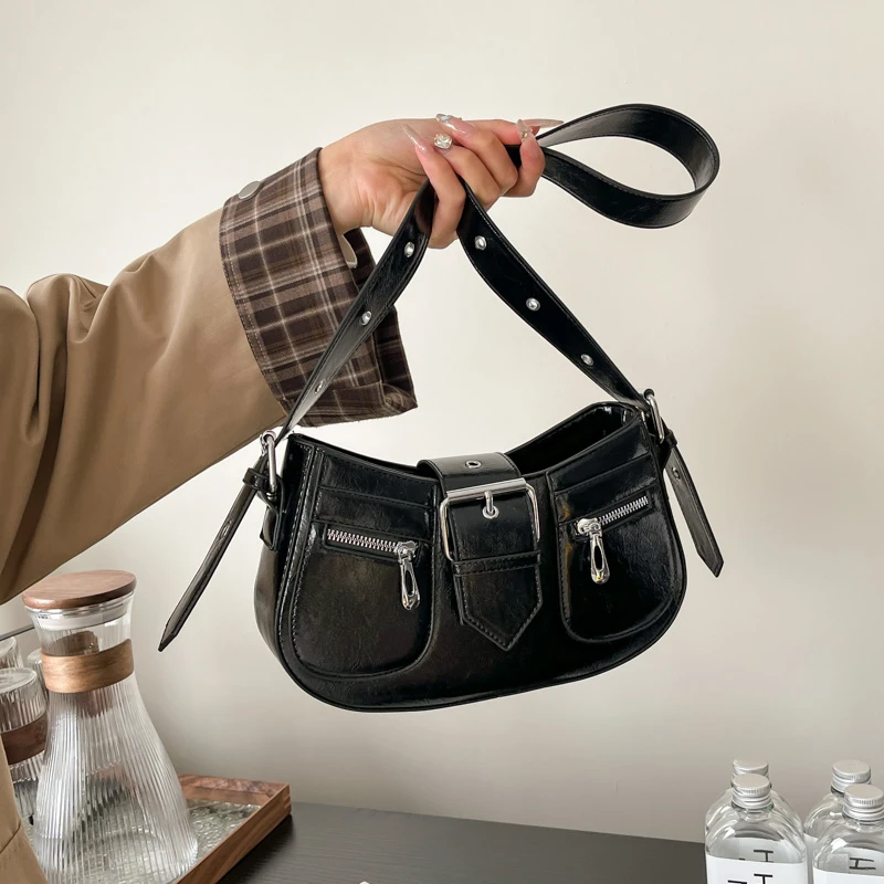 时尚高级感腋下包包女2024新款复古手提法棍包百搭ins小众单肩包