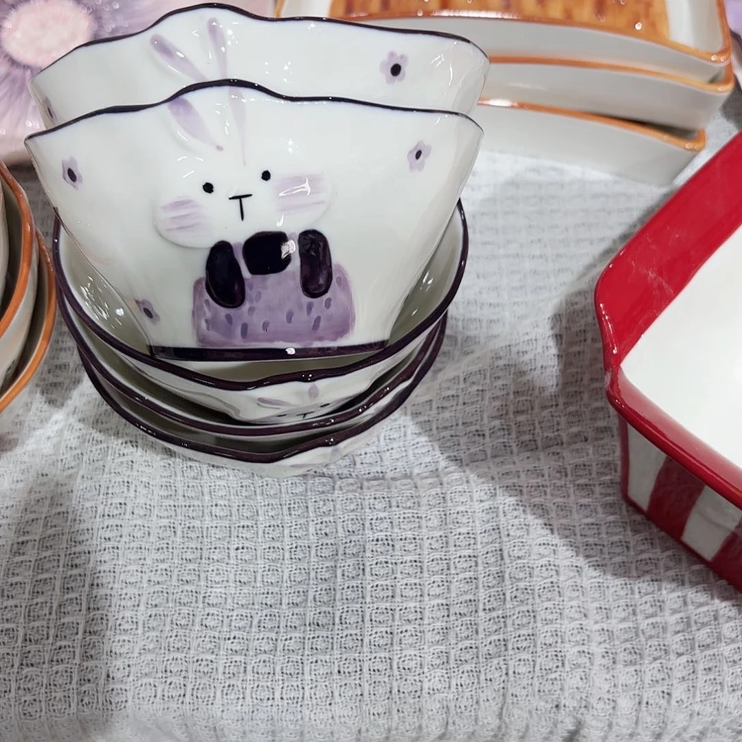 棉麻微瑕一对紫色兔子