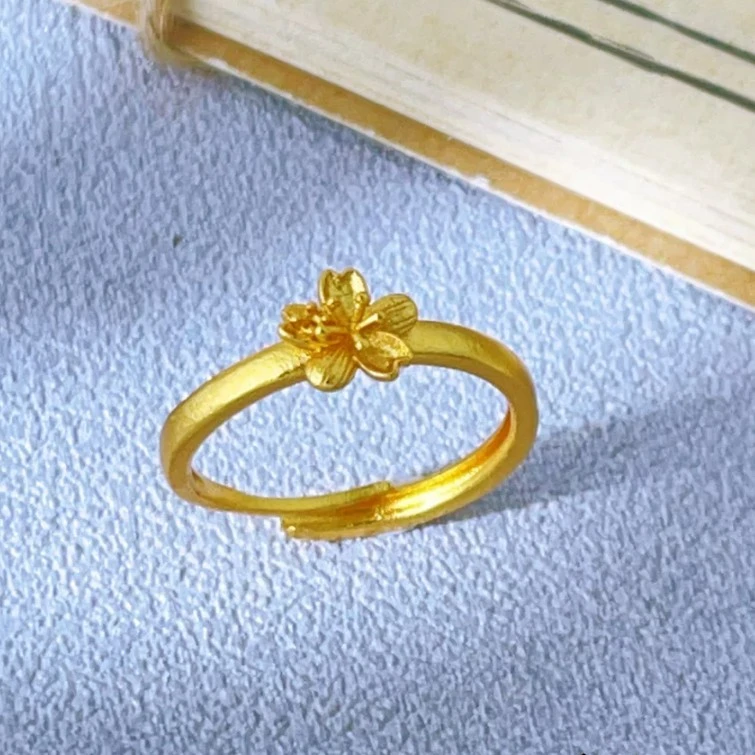 【矿金手作】爆款小桃花戒指 活口 新中式