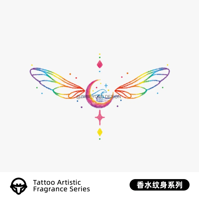 再变 幻彩飞翼彩色香水纹身贴手臂锁骨夏季新款绝美贴纸