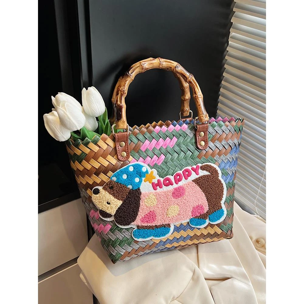 时尚爆款编包包女2025夏季新款海边度假手提包百搭编织菜篮子包